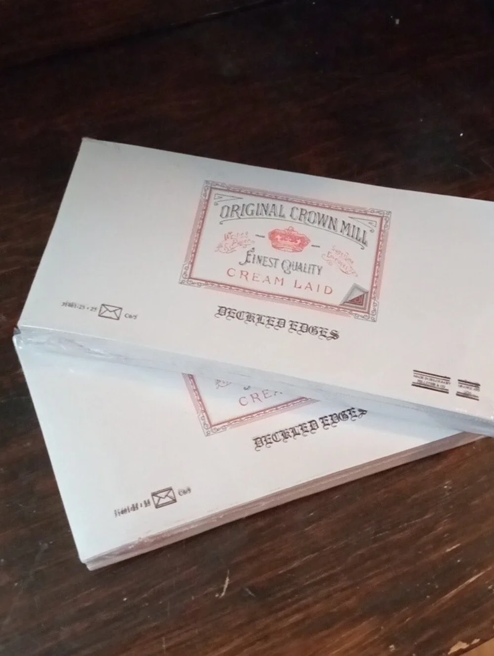 2 Sets of Original Crown Mill Finest Qualkty Cream Laid Envelopes #401